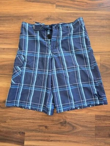 HURLEY Boys Swimsuit Swim Trunks Shorts Board Boardshorts Blue Plaid Sz16 - Picture 1 of 3
