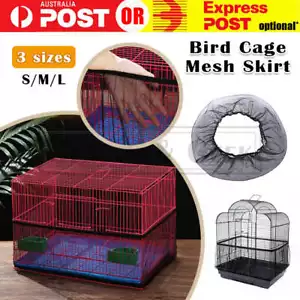 Shell Skirt Mesh Cover Pet Bird Cage Guard Nylon Net Seed Catcher S-L Black NEW - Picture 1 of 7