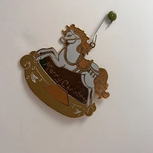 Vintage Metal Enameled Rocking Horse Christmas Ornament Holiday Carousel - Picture 1 of 2