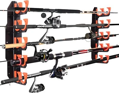 Fishing Rod Wall Rack Pole Holders Hold Up to 10 Rods,Fishing Pole Holder Garage - Image 1 of 4
