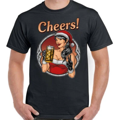 Sexy Santa Hommes Drôle Noël T-Shirt Secret Père Noël Bière Humour Cadeau - Photo 1/3