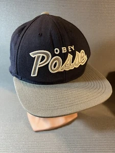 Obey POSSE Navy Grey Patch Logo Contrast Baseball Snapback Cap (D) Men's Hat - Picture 1 of 3