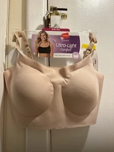 Hanes Bra Bralette Ultra Light Comfort Nude Wire Free Smooth Adjustable NWT M - Picture 1 of 1