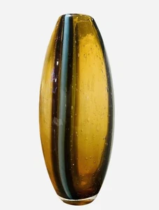 "Florero Bullicante Murano Sommerso Barbini marrón oscuro/azul burbujas vintage 11"" de alto" - Imagen 1 de 2