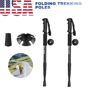 2 Pack Trekking Poles Collapsible Hiking Poles Adjustable Aluminum Hiking Sticks - Picture 1 of 12