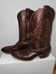 Vntg Mens NOCONA Western Boots Brn Leather*4 Needle Stitching*Men's sz9.5D*GUC - Picture 1 of 9