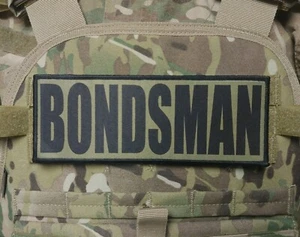 BONDSMAN 3X8 Negro sobre OD GreenPatch para agente de fianzas portador de placas - Imagen 1 de 3