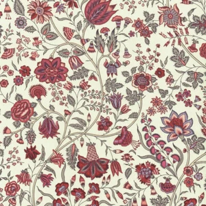 Textiles franceses Les Fleurs d'India tela 100% algodón 140 cm de ancho rojo/lavanda - Imagen 1 de 6