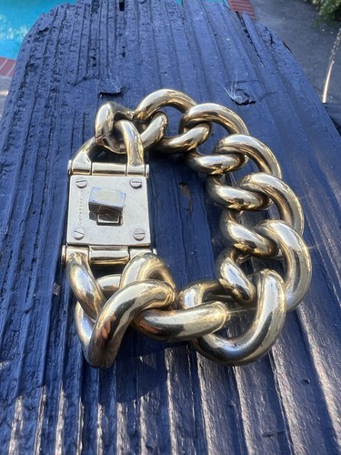 Bracciale Michael Kors Grosso Tono Oro Pesante Turn Lock Catena