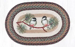 Braided Jute Stenciled Print Oval Area Rug. Earth Rugs. CHICKADEE - Picture 1 of 1