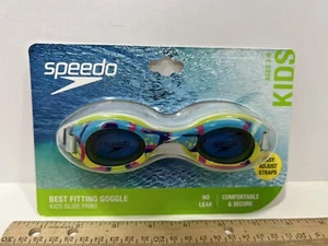 Speedo Kids Glide Print Goggles Ages 3 - 6 Anti Fog, Lime Punch, New - Picture 1 of 4