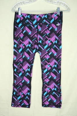 Tapout 紧身衣黑色紫色大丽花赛道 MMA 女式中号卡普里长口袋 — 第 1/4 张图片