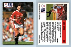 Neil Webb - Manchester Utd #291 English League 1991-92  Pro Set Trading Card