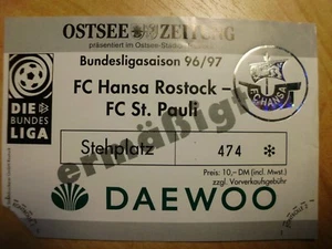 Eintrittskarte / Ticket Hansa Rostock - FC St. Pauli 25.10.1996 - Ostseestadion - Bild 1 von 1