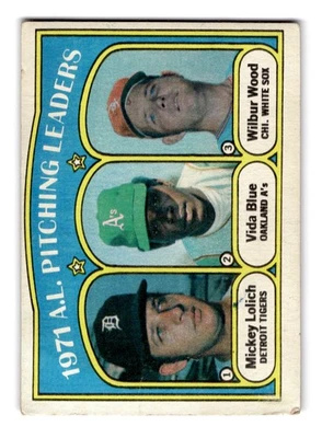 1972 Topps #94 1971 A.L. Líderes de lanzamiento (olich / azul / madera) LL Foto 1 de 2