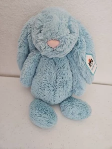 Jellycat Medium Bashful Aqua Bunny Rabbit Plush Stuffed Animal Tag Light Blue - Picture 1 of 7