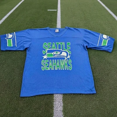 Vintage Seattle Seahawks NFL Shirt XL Blue Green Logo Made USA  Garan Tag - Image 1 of 4