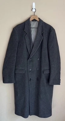 Vintage Falcone Mens Bespoke Wool Topcoat Overcoat Coat 42 Double Breasted Gray - Image 1 of 4