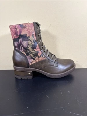 L'artiste Marty Brown Leather Floral Lace Up Boot EU 38 US 7.5 - 8 - Image 1 of 4