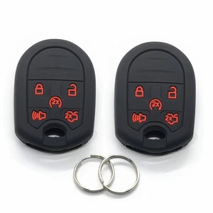 2Pcs Black Silicone For Ford E350 F-250 Edge Mustang 5 Buttons Key Fob Cover - Picture 1 of 6