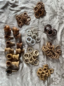 Mixed Job Lot Bundle Curtain Pole Accessory’s Hooks Wooden Loops & Eyelet Rings - Picture 1 of 6
