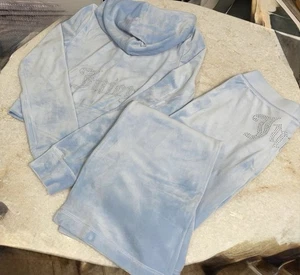 Juicy Couture y2k Frosted Blue Velour Strass Glitzer Trainingsanzug Gr. Medium - Bild 1 von 10