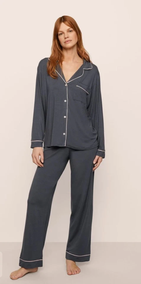 NWT EBERJEY Graphite/Pink Sorbet Gisele Long Pajamas Sleepwear Modal Set  Medium - Image 1 of 4