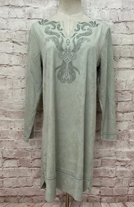 Soft Surroundings Petite S Ambrosia Etuikleid Nieten grün Wildlederimitat NEU - Bild 1 von 4