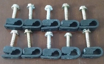 (10 Ct.) RG-59, RG-6 Cable Coaxial CLIPS FLEXIBLES Negro Tornillo Tipo S4BK Telecrafter Foto 1 de 4