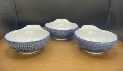 Pier 1 Importaciones "Descontinuado" Juego de 3 Arroceros con Mango Azul y Blanco De Colección Foto 1 de 4