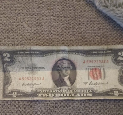 1953 A $2 Dollar Bill Red Seal Note F-VG - Image 1 of 2