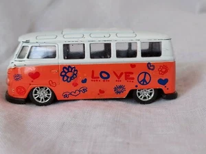 Diecast Volkswagon VW Bus Van KidAmi Miniauto 6401-01 1/64 Coral Love Bus - Picture 1 of 7
