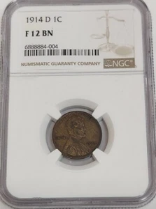 1914-D F12 BN Lincoln Cent NGC - Picture 1 of 2