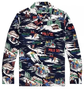NWT POLO RALPH LAUREN Men’s Classic Fit Ski Print Corduroy Camp Shirt Sz Large - Picture 1 of 8