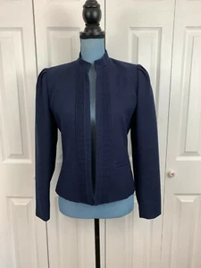 Vintage 1970's 1980's Sasson Navy Blue Open Blazer Jacket Cropped Lined Boho 9 - Picture 1 of 6