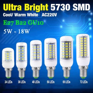 E27 B22 GU10 LED Corn Bulb 5W 7W 9W 12W 15W 18W 5730 SMD AC 220V Light Lamp - Picture 1 of 18