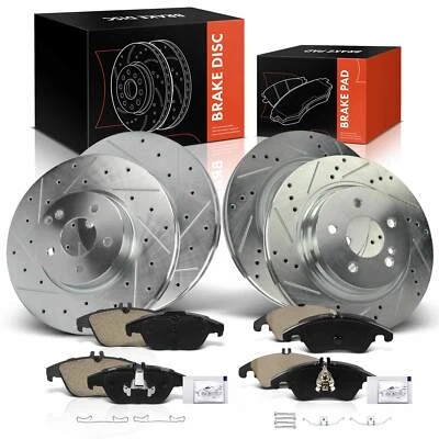 12x Front & Rear Drilled Brake Rotor & Ceramic Brake Pad for Mercedes-Benz C300 - Image 1 of 4