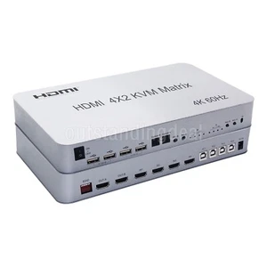 4K 60Hz HDMI Matrix Switch HDMI 4x2 KVM Matrix with IR Remote Control os12 - Picture 1 of 5