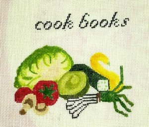 Lienzo impreso a punta de aguja de verduras y palabras libros de cocina - Imagen 1 de 4