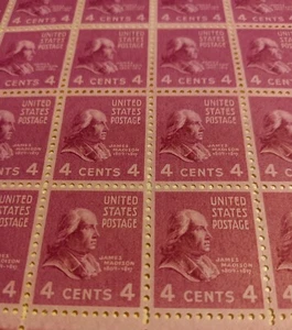 Scott #808 James Madison, Presidential Series, MNH, 4c, FDC, 1938, Full Sheet - Picture 1 of 2