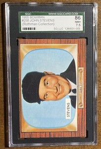 1955 Bowman #258 John W. Stevens Umpire SGC 7.5 NM+