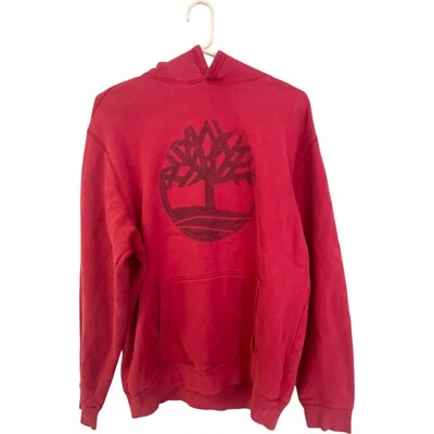 Timberland Essential Tree Logo Hoodie Mens Size L Red Regular Fit Long Sleeve - Image 1 of 4