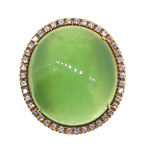 Superb Highly Translucent Grade A 14.0 Ct. Icy Green Jadeite Jade Diamond Ring - Picture 1 of 7