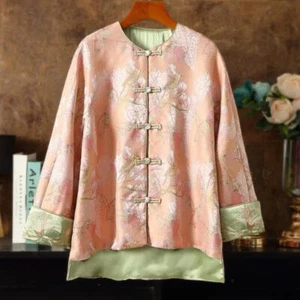 Womens Retro Long Sleeve Tang Suit Chinese Cheongsam Frog Button Blazer Coat - Bild 1 von 14