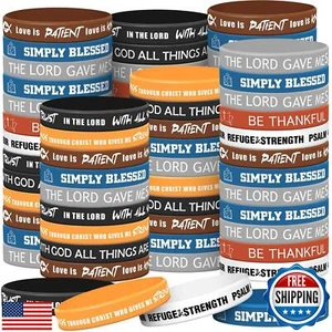 Syhood 200 Pcs Religious Silicone Bracelets Bulk Christian Scripture Rubber B - Bild 1 von 5