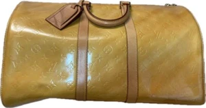 LOUIS VUITTON Mercer Monogram Boston Bag Enamel Vernis Yellow M91001 Used - Picture 1 of 14
