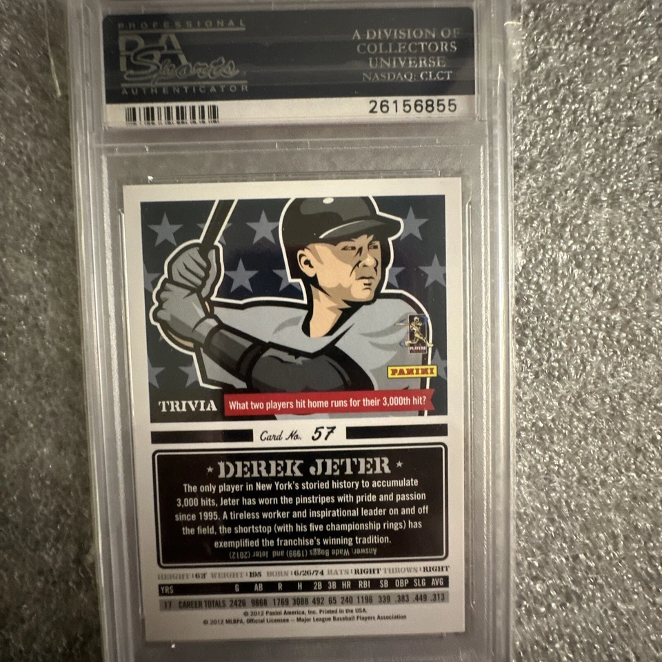 2012 PANINI TRIPLE PLAY DEREK JETER PSA 10 #57 HOF GEM MINT - Image 1 of 3