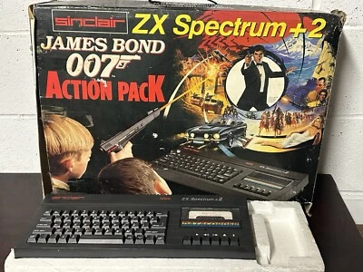 Raro SINCLAIR ZX Spectrum + 2 James Bond PACK DE ACCIÓN Sistema de Juego Sin Probar - Imagen 1 de 4