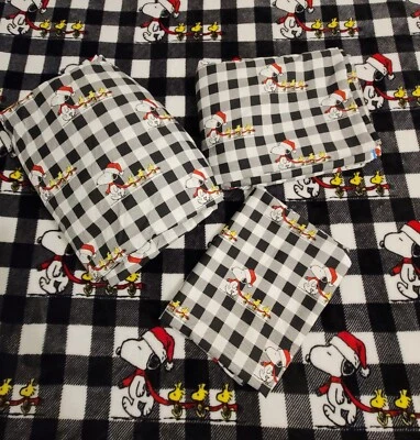 Sábanas y manta PEANUTS Queen Snoopy Woodstock Buffalo Plaid NAVIDAD 2019 Foto 1 de 4