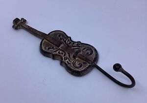Vintage Guitar Shaped Metal Wall Mount Coat Key Belt Hook Musical Instrument 